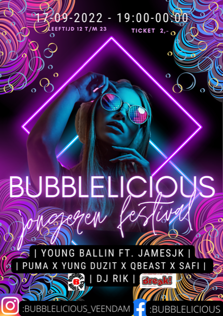 Bogdike & Break organiseren Jongerenfestival Bubblelicious op zaterdag 17 september