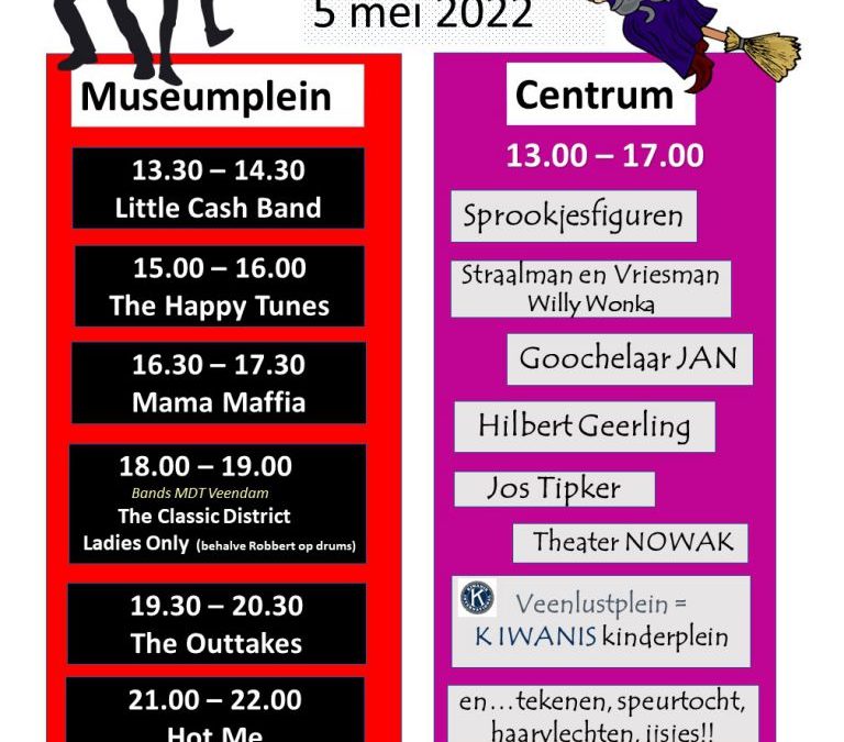 Bogdike’s Rock & Magic zorgt voor boordevol programma in centrum Veendam op 5 mei